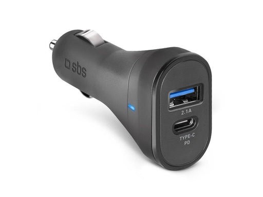 SBS 15W Car Charger - 2.1A + 3A - Black