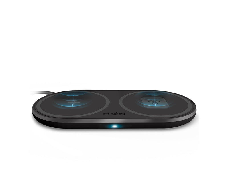 SBS Dual Wireless 10W+10W Qi Charger Pad - Black