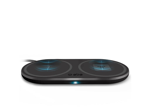 SBS Dual Wireless 10W+10W Qi Charger Pad - Black
