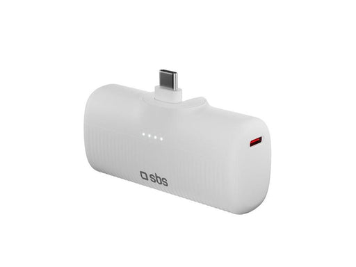 SBS EcoPower 5000 mAh 10W Powerbank with Built-in USB-C Port - White - 5000 mAh