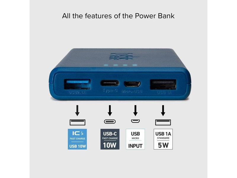 SBS Fast Charge Power Bank - 10.000 mAh - Blue - 10000 mAh