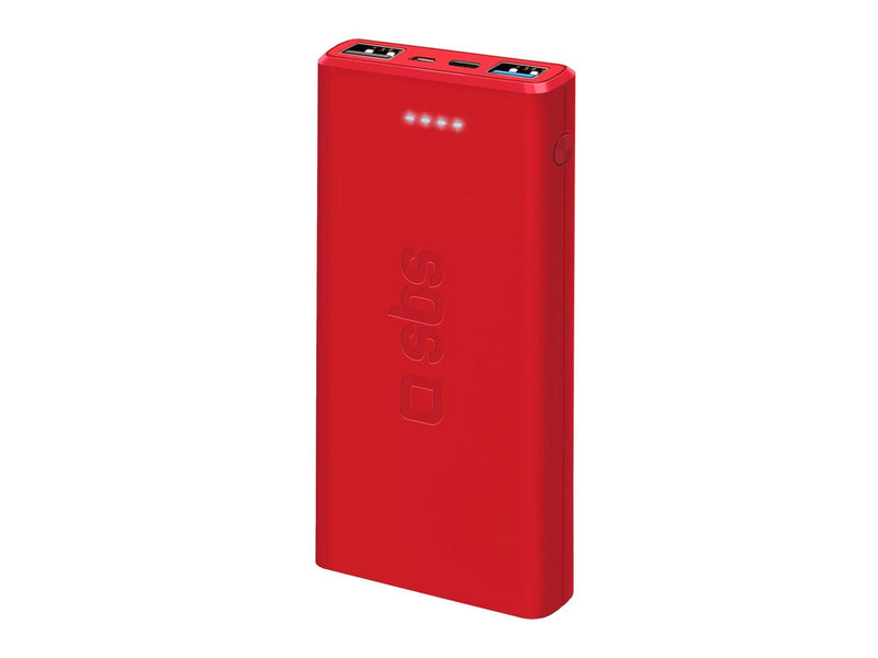 SBS Fast Charge Power Bank - 10.000 mAh - Red - 10000 mAh