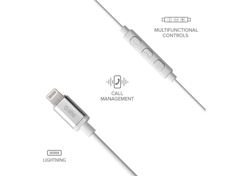 SBS In Ear Stereo Headset with Lightning Connector - White