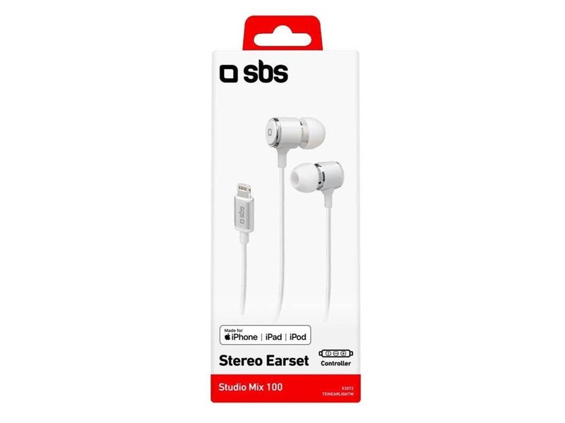 SBS In Ear Stereo Headset with Lightning Connector - White