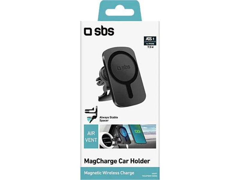 SBS Magnetic Phone Holder and Wireless MagSafe™ Charger for Cars - Black