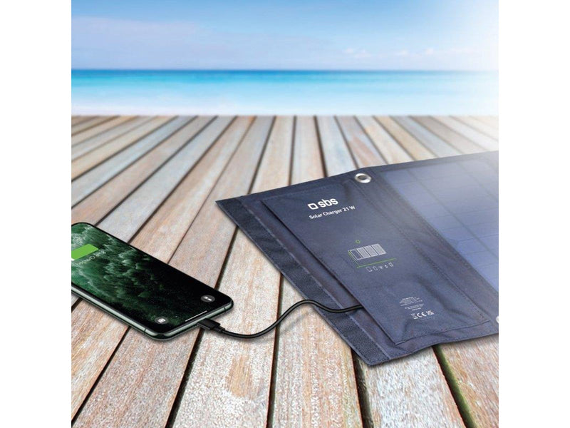 SBS Portable Solar-Powered Battery Charger - 21W