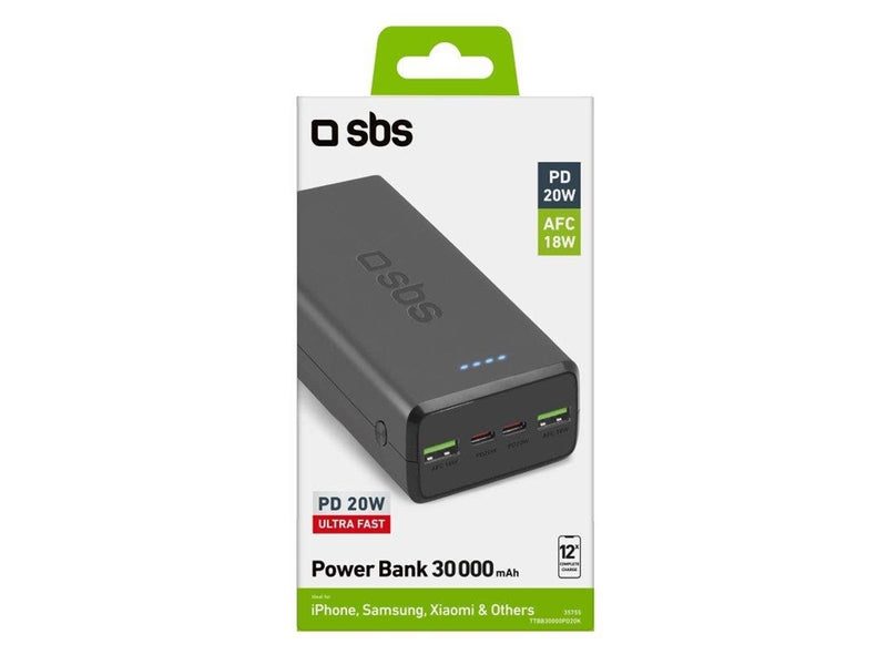 SBS Powerbank TTBB30000PD20K 30000 mAh 2 x USB-C 2 x USB-A - black - 30000 mAh