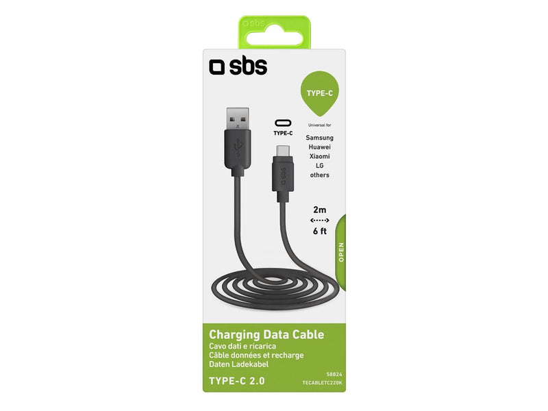 SBS TECABLETC220K USB-A - USB-C Cable 2 m - Black