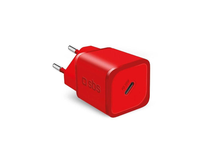 SBS TETRGAN1C20R 20W GaN Wall Charger with Power Delivery - Red