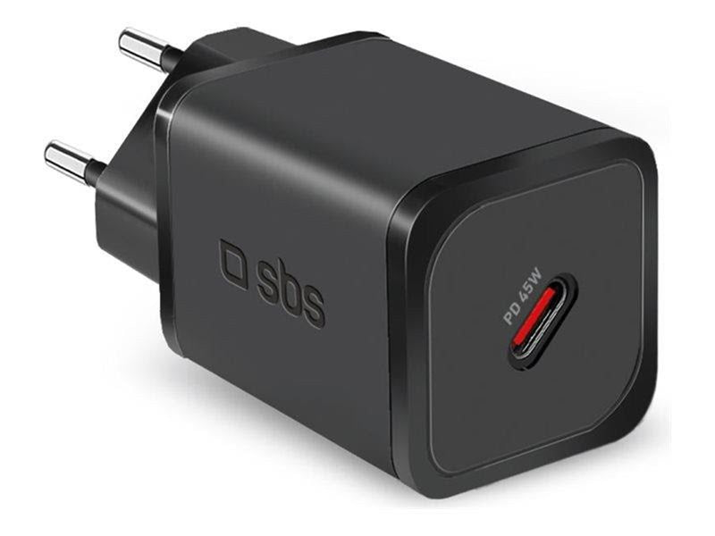 SBS TETRGAN1C45W 45W GaN USB-C Wall Charger with Power Delivery - Black