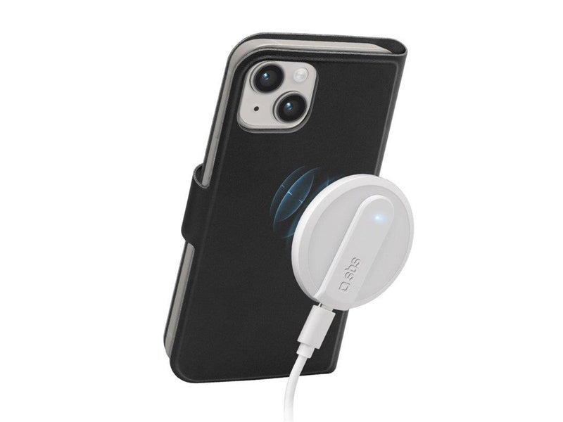 SBS iPhone 14/13 wallet case with a slim design card slot and magnetic fastening compatible with MagSafe charging - Black