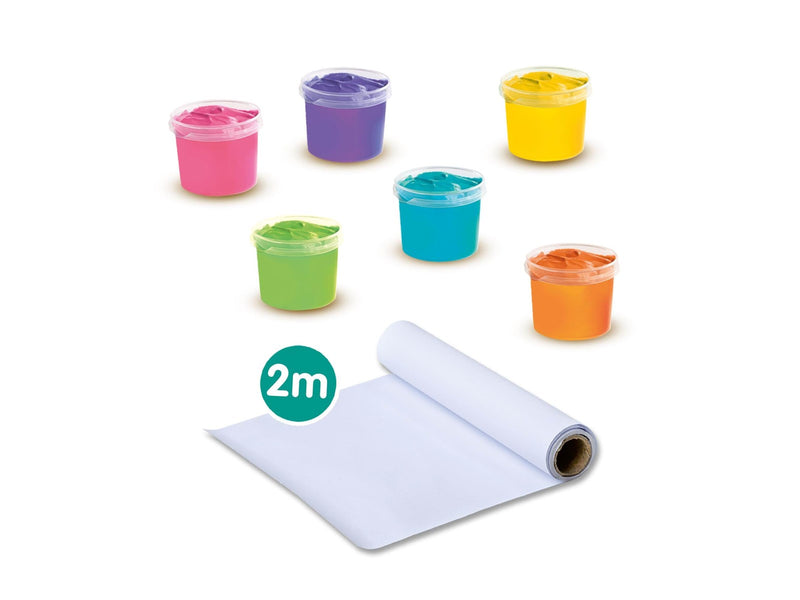 SES Creative Finger Paint Mega Set 6 Colours x 110ml - Includes 2-Metre Paper Roll
