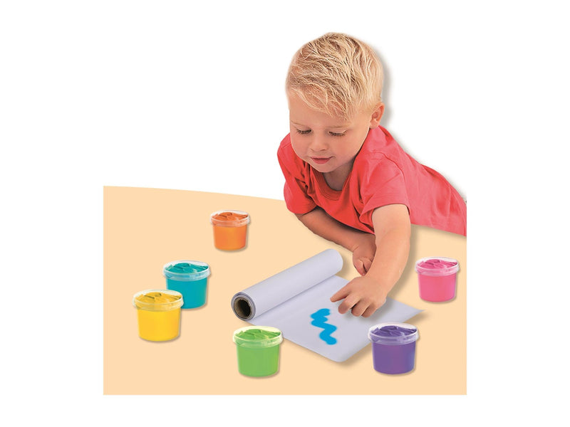 SES Creative Finger Paint Mega Set 6 Colours x 110ml - Includes 2-Metre Paper Roll