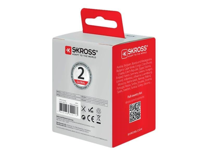 SKross Country Travel Adapter India-Israel-Denmark to Europe
