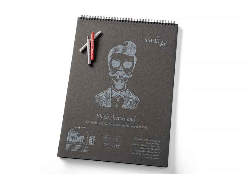 SMLT Drawing pad with BLACK paper. A3. 165g.