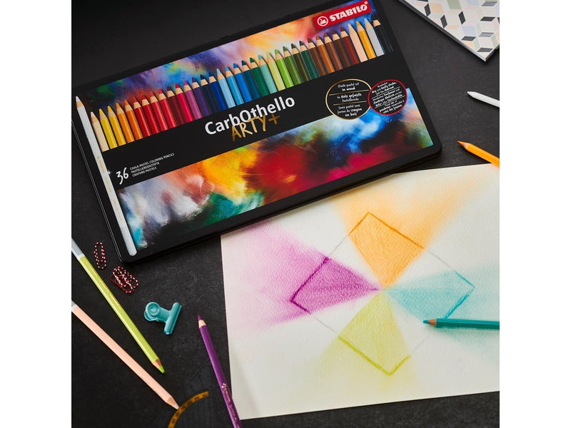 STABILO CarbOthello - Chalk Pastel Coloured Pencil - Metal Set 12 Pcs.