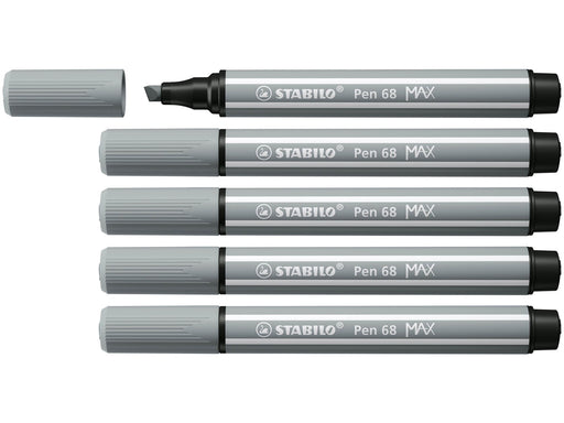 STABILO Pen 68 MAX - Felt-tip pen with thick chisel tip - Medium Cold Gray