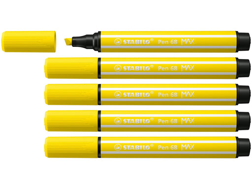 STABILO Pen 68 MAX - Felt-tip pen with thick chisel tip - lemon yellow