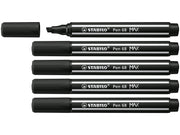 STABILO Pen 68 MAX - Fibre-tip Pen with Thick Chisel Tip - Black