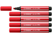 STABILO Pen 68 MAX - Fibre-tip Pen with Thick Chisel Tip - Carmine Red