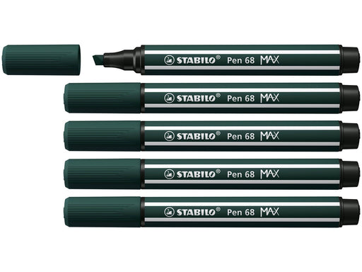 STABILO Pen 68 MAX - Fibre-tip Pen with Thick Chisel Tip - Earth Green