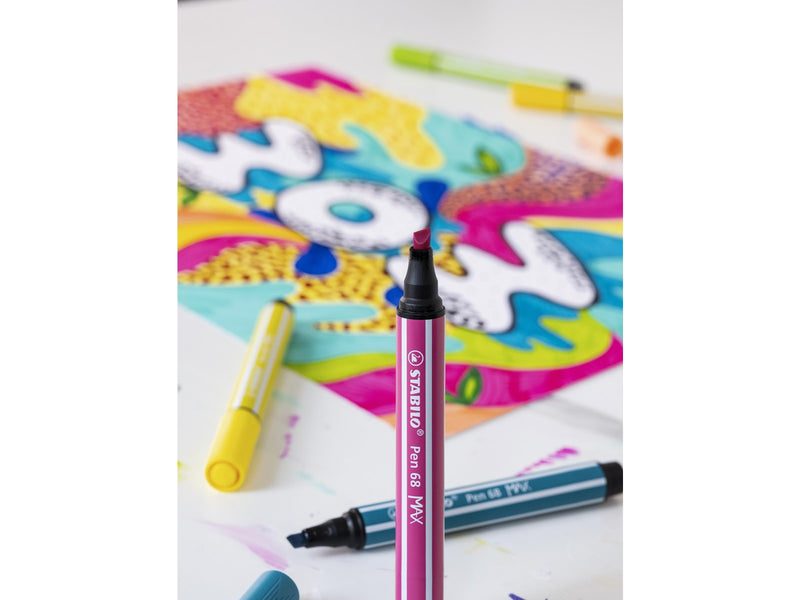 STABILO Pen 68 MAX - Fibre-tip Pen with Thick Chisel Tip - Earth Green
