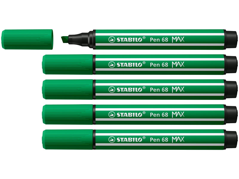 STABILO Pen 68 MAX - Fibre-tip Pen with Thick Chisel Tip - Emerald Green