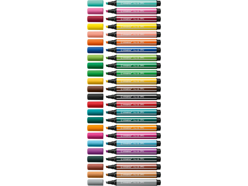 STABILO Pen 68 MAX - Fibre-tip Pen with Thick Chisel Tip - Heather Purple