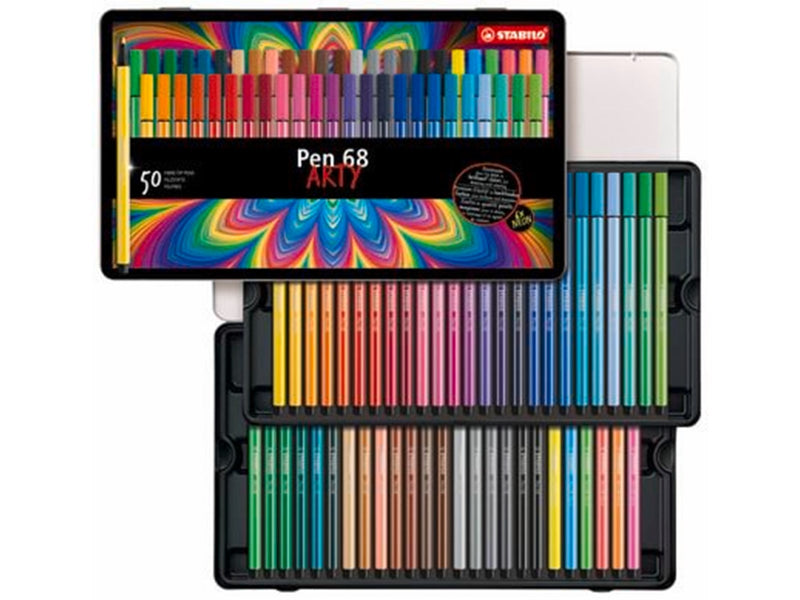 STABILO Premium-Filzstift -  Pen 68 - 50er Metalletui - mit 46 verschiedenen Farben