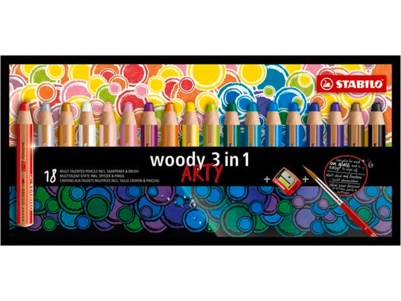 STABILO  woody Arty 3 in 1 cardboard wallet of 18 pens incl. a sharpener