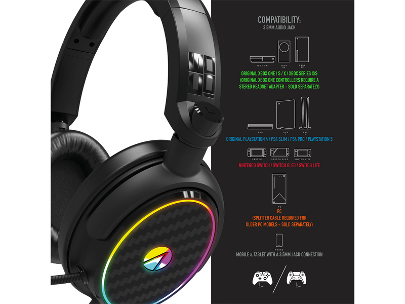 STEALTH C6-100 Light Up Gaming Headset (Multi Format) Black