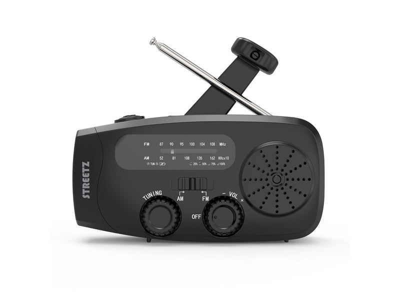 STREETZ Emergency Solar Crank Radio - AM/FM - Mono - Schwarz