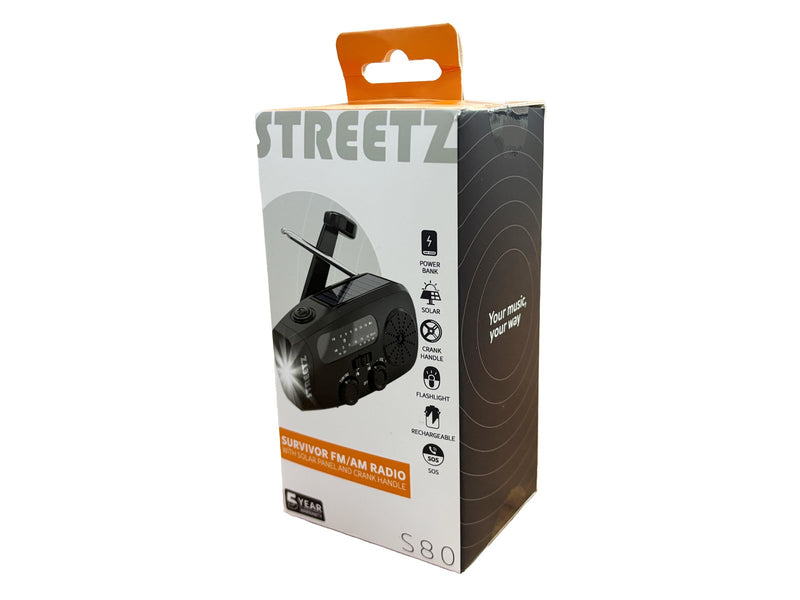 STREETZ Emergency Solar Crank Radio - AM/FM - Mono - Schwarz