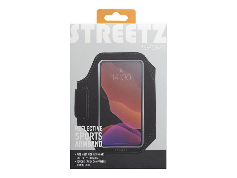 STREETZ Slim Sports Armband for up to 6.5 Smartphones Reflectors - Black