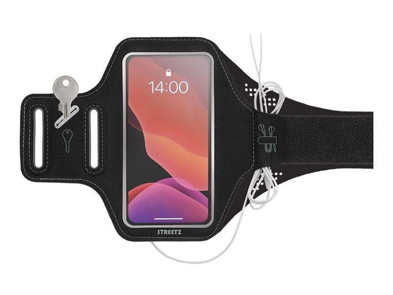 STREETZ Slim Sports Armband for up to 6.5 Smartphones Reflectors - Black