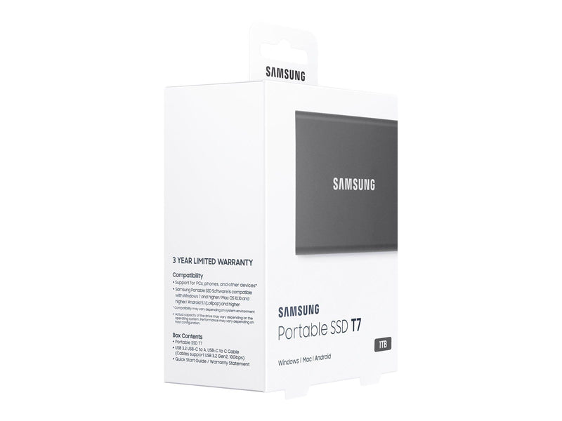 Samsung Portable SSD T7 - 1TB - Grau - Extern SSD - USB 3.2 Gen 2