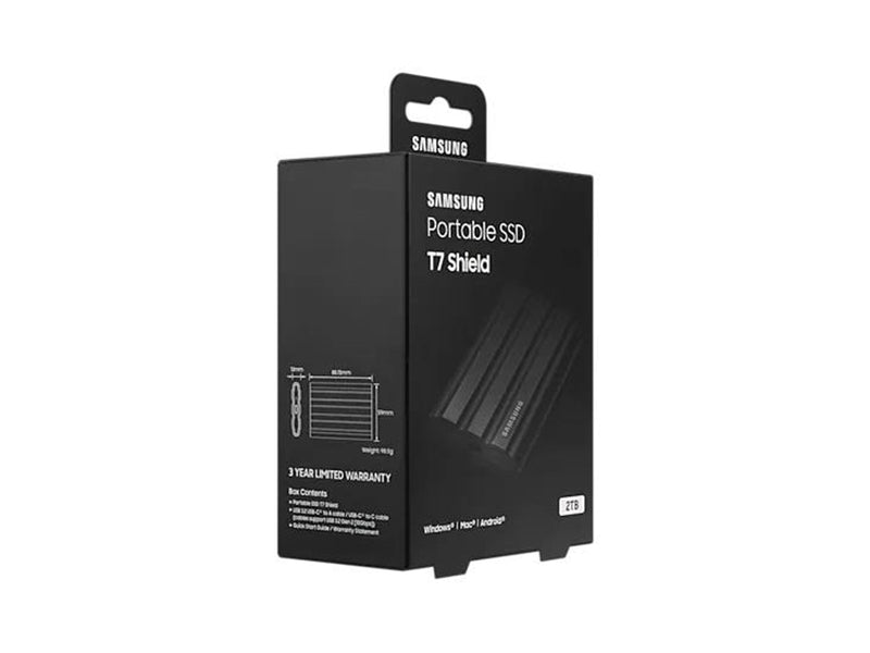 Samsung Portable SSD T7 Shield - 2TB - Schwarz - Extern SSD - USB 3.2 Gen 2