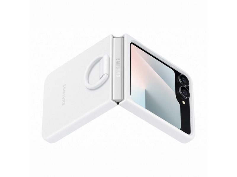 Samsung Silicone Case with Ring for Galaxy Z Flip7 FE | Z Flip6 - White