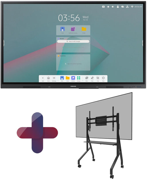 Samsung Flip WA75C Smart Signage Touch Display 189 cm 75 Zoll + Neomounts FL50-525BL1 MOVE GO Rollwagen