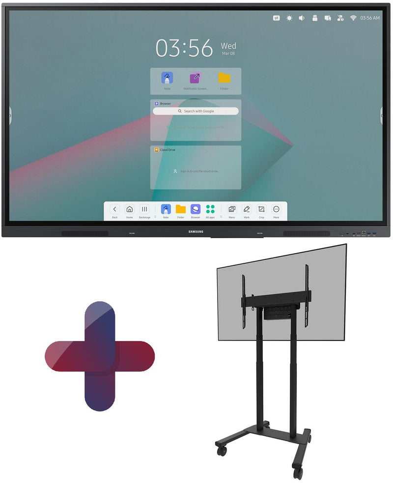 Samsung Flip WA75C Smart Signage Touch Display 189 cm 75 Zoll + Neomounts FL55-875BL1 MOVE motorisierter Rollwagen