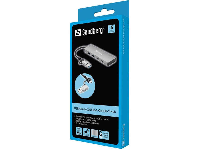 Sandberg 4-Port USB Hub USB-Hubs - USB 3.0 - 4 - silber