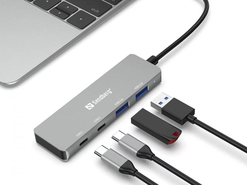 Sandberg 4-port USB Hub USB-Hubs - USB 3.0 - 4 - Grau