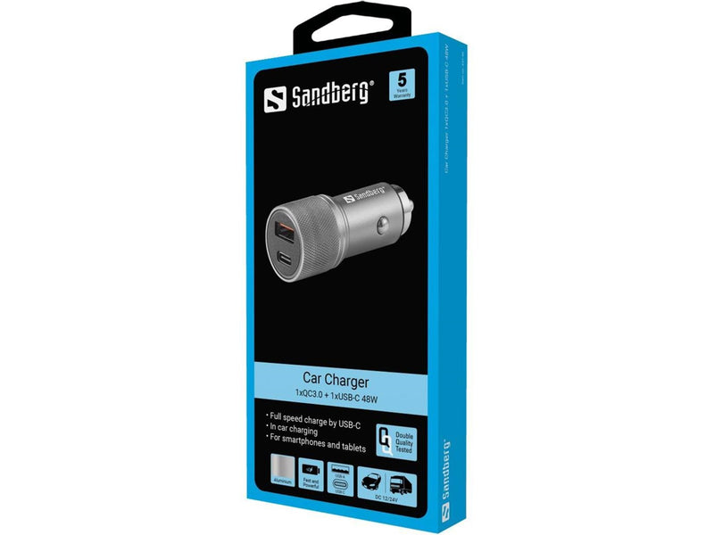 Sandberg Car Charger 1xQC3.0+1xUSBC 48W