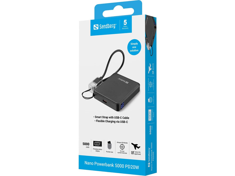 Sandberg Nano Powerbank 5000 PD20W - 5000 mAh