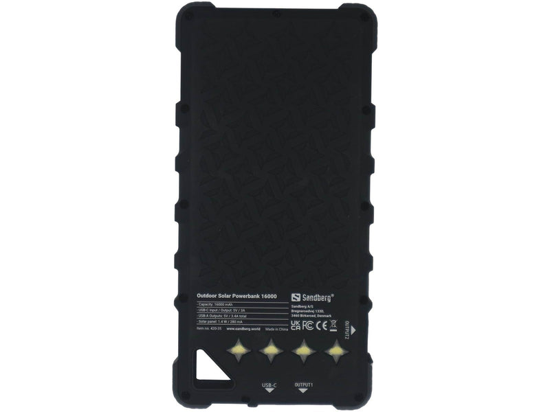 Sandberg Outdoor Solar Powerbank 16000 - solar power bank Li-Ion - 16000 mAh