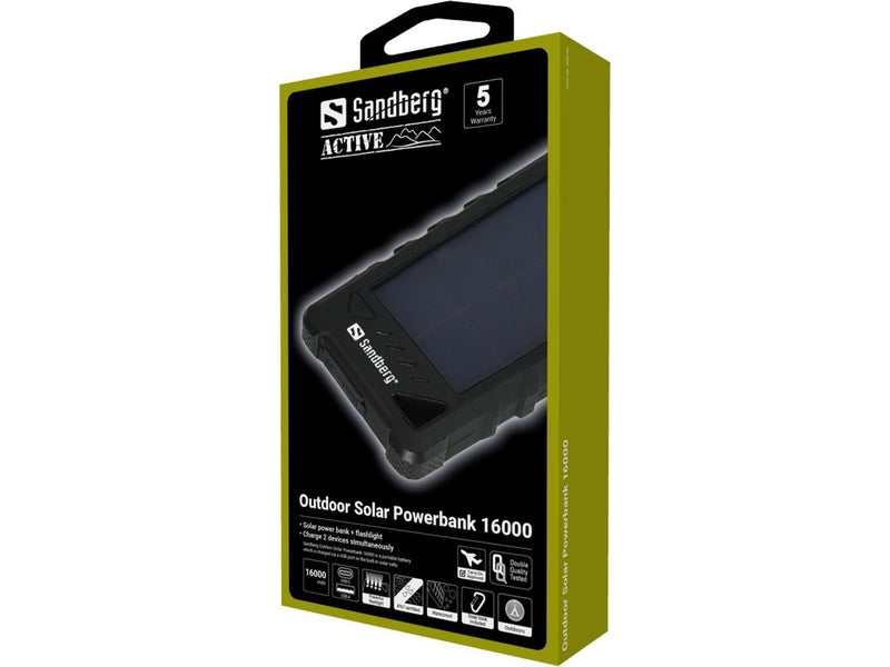 Sandberg Outdoor Solar Powerbank 16000 - solar power bank Li-Ion - 16000 mAh
