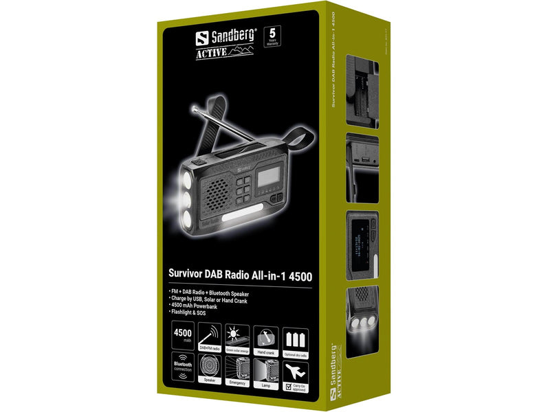 Sandberg Survivor DAB radio All-in-1 - DAB+/FM