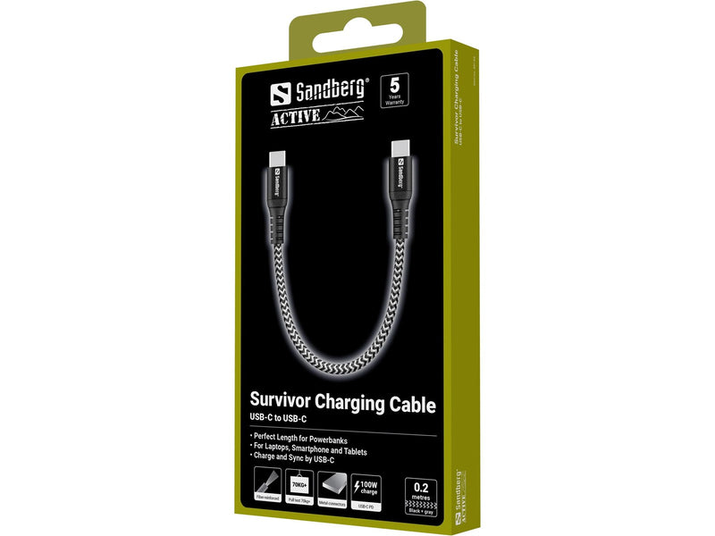 Sandberg Survivor USB-C Cable (100W) - 0.2m