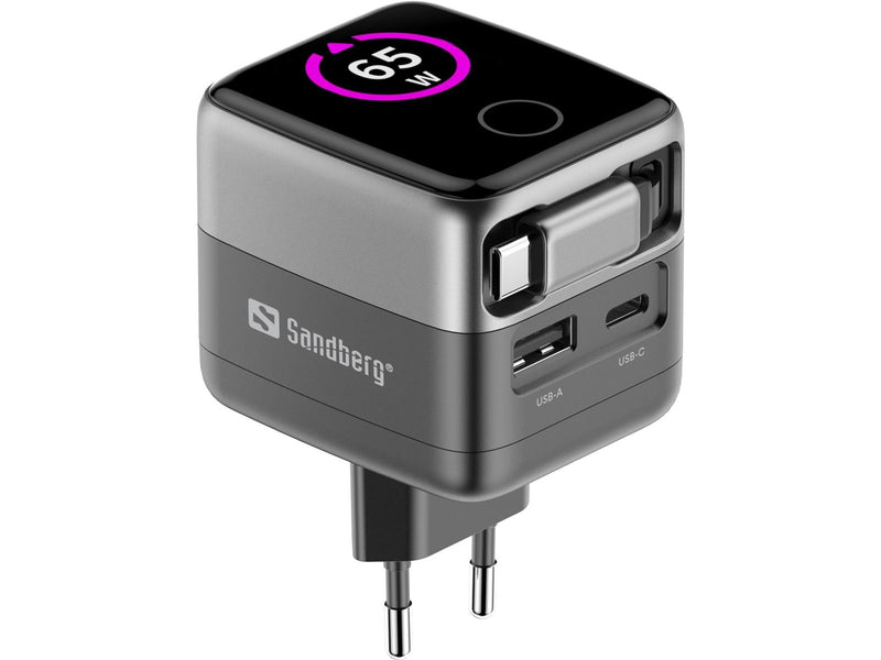 Sandberg Travel Charger PD65W Display + Cable