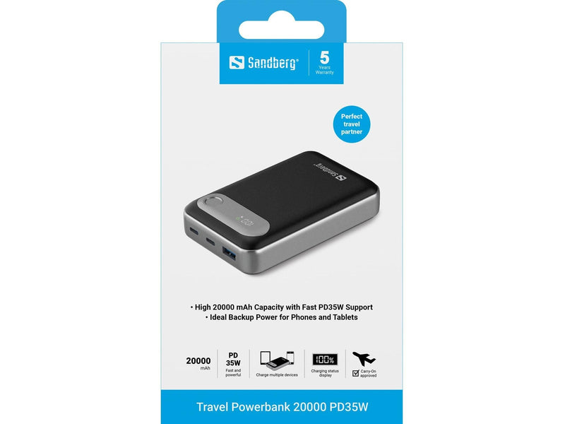 Sandberg Travel Powerbank 20000 PD35W - 20000 Ah